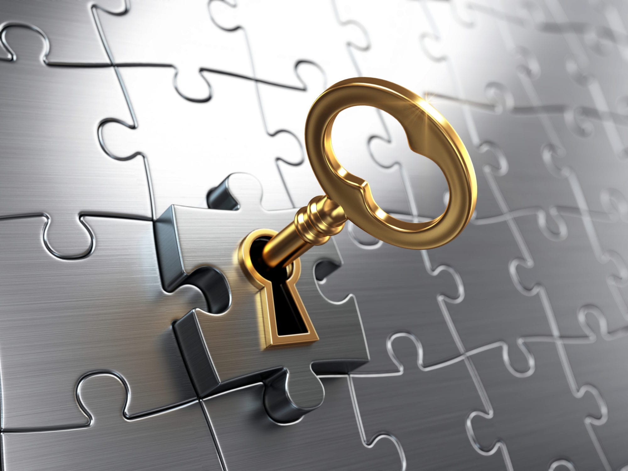 golden key unlocking a puzzle