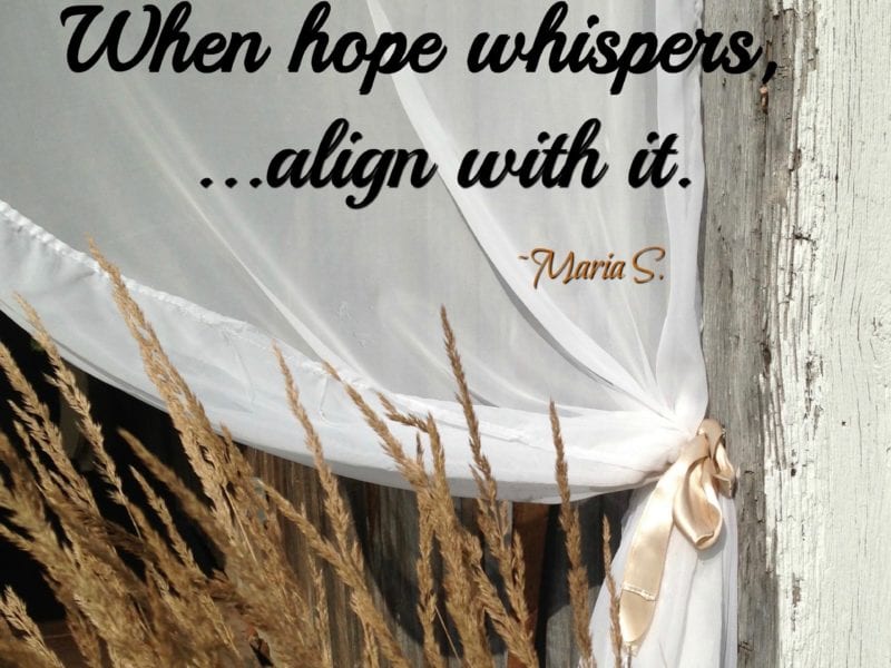 when hope whispers, align with it - Maria Sylvester with curtain backdrop
